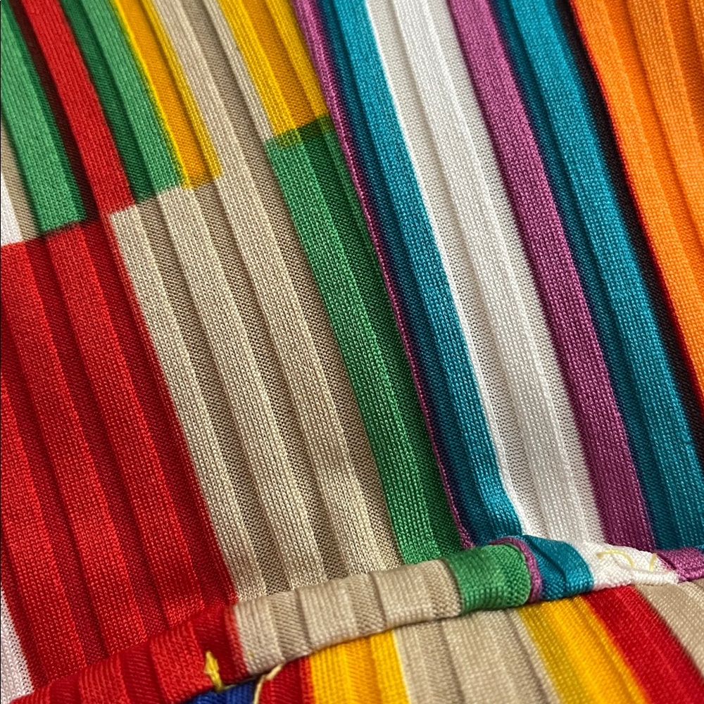 Wide Leg Multicolor Stripe Palazzo Pants - Vibrant Rainbow - Picture 6 of 6